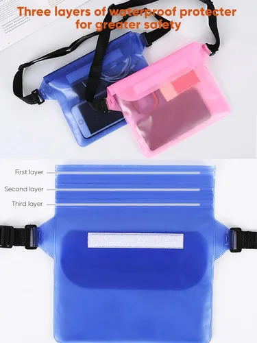 Vista 4 de Riñonera impermeable, sensible a la pantalla táctil, bolsa seca impermeable con correa ajustable para la cintura, mantiene tu teléfono seco