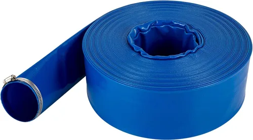 Vista 8 de VEVOR Manguera de descarga, 1-1/2 pulgadas x 100 pies, manguera plana de tela de PVC, manguera de drenaje resistente con abrazaderas, resistente a