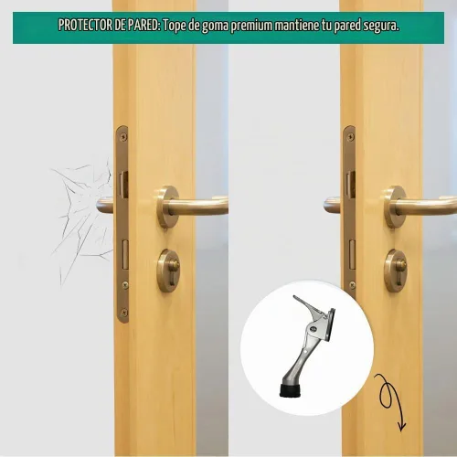 Vista 8 de Tope de puerta One Touch Kickdown, soporte de puerta, topes de puerta resistentes, parte inferior de la puerta, puntas de goma ajustables en altura