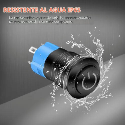 Vista 5 de DaierTek - Interruptor de botón de encendido y apagado, 0.472 in CC, 4 pines, 12 V, impermeable, interruptor de metal con arnés de cableado y luz