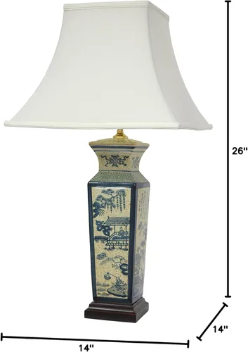 Vista 7 de Red Lantern Lámpara de porcelana de paisaje azul de 26
