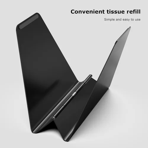 Vista 6 de Servilletero autoajustable para servilletas de papel, metal negro Compact black metal design with self-adjusting pressure arm for kitchen