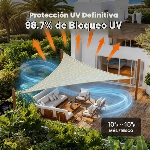 Vista 3 de ShadeMart - Toldo triangular de 12 x 12 x 12 pies, color beige, toldo de vela resistente de grado comercial, personalizado a medida, toldo