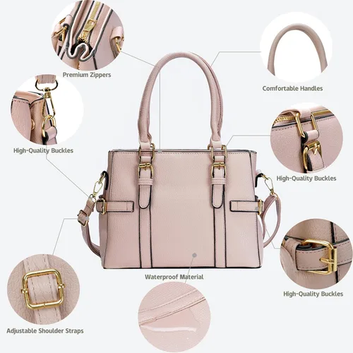 Vista 7 de Bolsos de mano de cuero de moda para mujer, bolso de hombro, asa superior, bolso de otoño