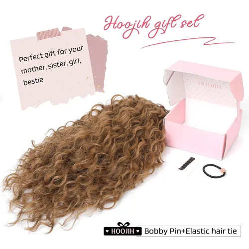 Vista 5 de HOOJIH Extensión de cola de caballo, extensiones de cabello rizado ondulado con cordón, extensiones de cola de caballo falsas extra esponjosas Rubio