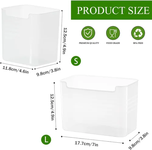 Vista 2 de Paquete de 3 cajas organizadoras de refrigerador, contenedores de plástico para almacenamiento de puerta lateral del refrigerador, contenedores