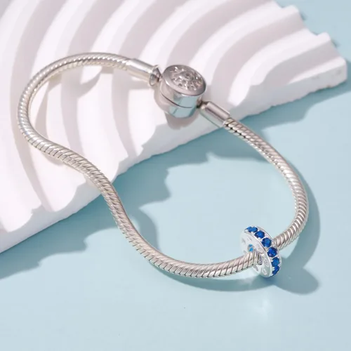 Vista 30 de 925 plata esterlina espaciador encanto grano con CZ transparente para pulseras Pandora Charms