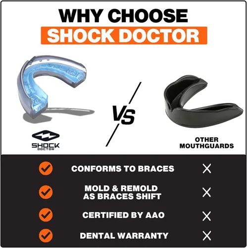 Vista 5 de Shock Doctor Ultra - Protector bucal para aparatos dentales, protege tus aparatos dentales, fútbol, lacrosse, baloncesto, béisbol