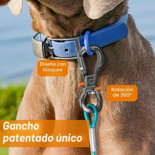 Vista 3 de XiaZ Cable de Amarre para Perro de 8 Pies, Correa de Sujeción para Perro para Patio de 8/10/15/20/30/50 Pies, Cadena de Correa Resistente para verde