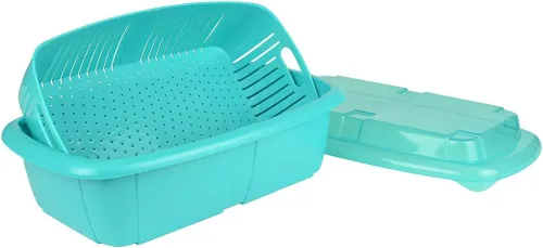 Vista 5 de Hutzler Cesta 3 en 1 para guardar frutas, colador y contenedor, 2 cuartos de galón, albaricoque
