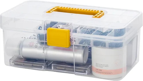 Vista 8 de Vidifor Caja de Almacenamiento Portátil de Plástico Transparente con Asa con Divisores Ajustables Organizador de Suministros de Arte Caja Utilitaria