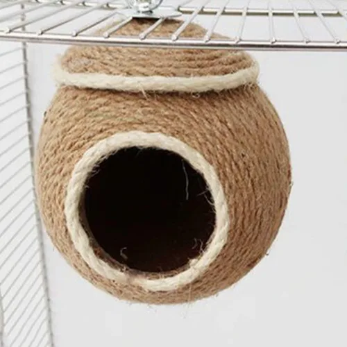 Vista 6 de POPETPOP Cama para dormir loro cuerda natural tejido nido loro hamaca cálida cuerda cama de pájaro