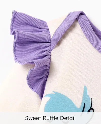 Vista 4 de Disney Stitch Princess Cenicienta Ariel Minnie Winnie Baby Girls - Mameluco de manga larga con volantes para recién nacidos y niños pequeños