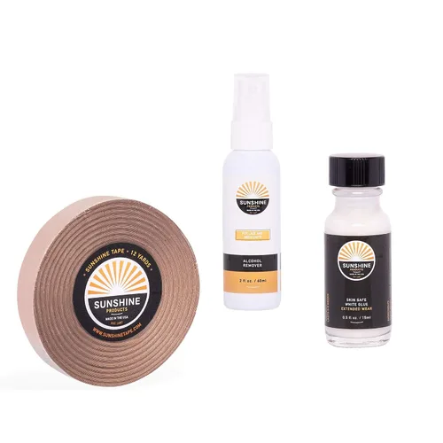 Vista 10 de Kit de reemplazo de cabello - Cinta 1522 rollo de 1/2 pulgada x 12 yardas, pegamento blanco para peluca de pegamento extendido, removedor