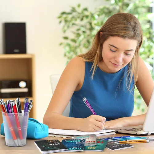 Vista 6 de Pasimy Juego de 48 piezas de regalo inspirador, mini cuadernos motivacionales, bolígrafos con versículos de la Biblia, bloc de notas inspiradoras
