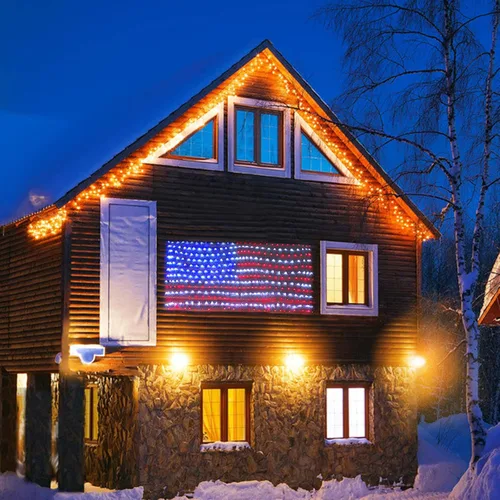 Vista 2 de XTF2015 - Cadena de luces LED de la bandera de los Estados Unidos, resistente al agua, para Navidad, festival, vacaciones, día de la independencia
