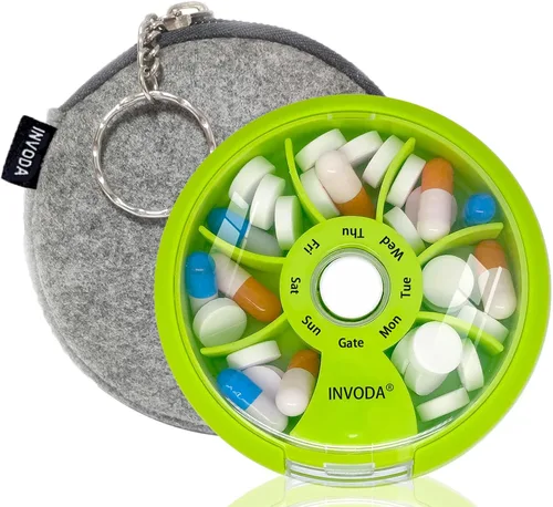 Vista 14 de 12 PIEZAS INVODA - Organizador semanal de pastillas con 7 compartimentos, pastillero giratorio para medicación diaria y vitaminas - Estuche portátil