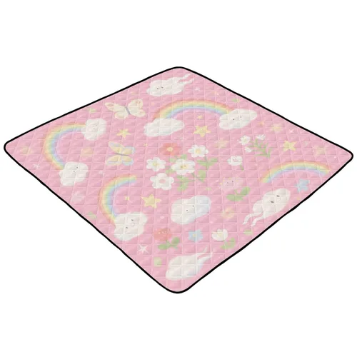 Vista 2 de Lovely Pink Flowers Large Sturdy Baby Play Mat for Indoor Outdoor Lightweight Foldable Playroom Activity Mat for Baby Toddler Infant, 50'' x 50''con
