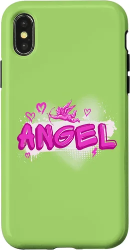 Vista 5 de iPhone 16 Angel y2k Aesthetic 2000s Millennial Nostalgia Pink Graffiti Case
