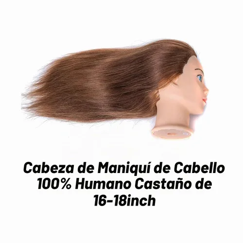 Vista 6 de Cabeza de maniquí Cabeza de muñeca de entrenamiento de cabello humano para Marrón