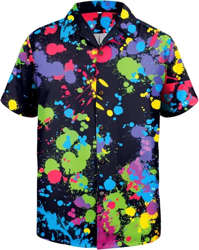 Vista 25 de American Trends Camisa hawaiana de manga corta con botones tropicales para Impresión de leopardo