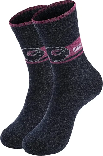 Vista 3 de NinetoFiveLife Paquete de 4 calcetines de lana gruesa para invierno, calcetines de senderismo para mujer, calcetines de punto para recreación al