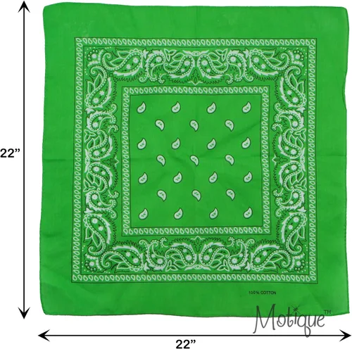 Vista 5 de Motique Accessories Bandana de algodón de 22 pulgadas con estampado cachemira