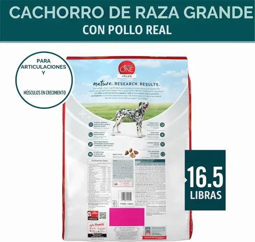 Vista 9 de Purina ONE - Alimento para cachorros de raza grande en seco, fórmula +Plus de raza grande, bolsa de 16.5 libras