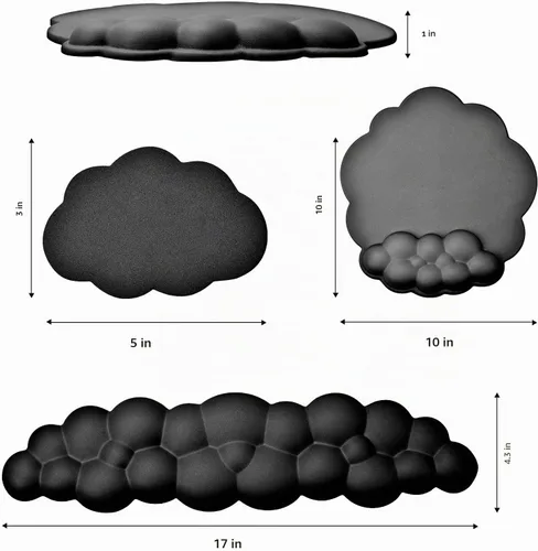 Vista 2 de Cloud - Almohadilla para reposamuñecas para teclado y mouse para computadora, alivio del dolor de brazos, alfombrilla de mouse ergonómica con base