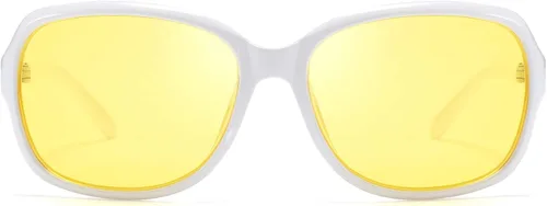 Vista 2 de FEISEDY Gafas de noche clásicas para mujer, antirreflejos, envolventes, amarillas, B2548