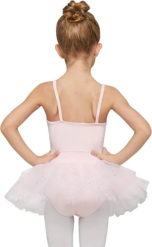 Vista 2 de MdnMd Ballerina Outfits Toddler Girls Ballet Tutu Leotard Dance Glitter Camisole Skirted Ballerina Dress