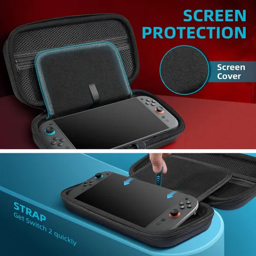 Vista 6 de TiMOVO Carrying Case for Nintendo Switch 2 (2025), Large Capacity Protective Hard Shell Portable Travel Case Pouch for Switch 2, with 10 Game Card