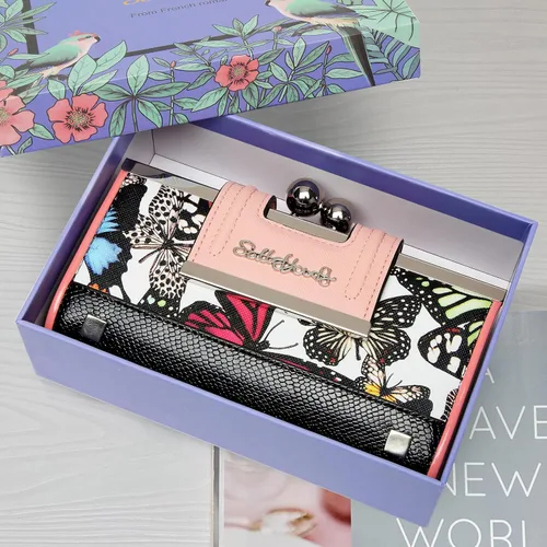 Vista 2 de Cartera de cuero para mujer de gran capacidad, cartera larga de gran capacidad, con ranuras para 10 tarjetas y clips