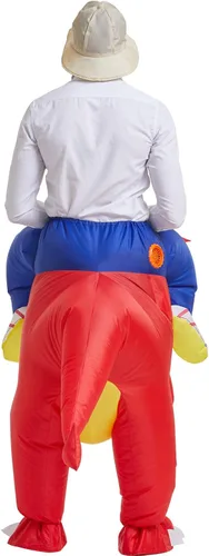 Vista 5 de YEAHBEER - Disfraz inflable de dinosaurio T-Rex para Halloween disfraz de dinosaurio rojo elegante