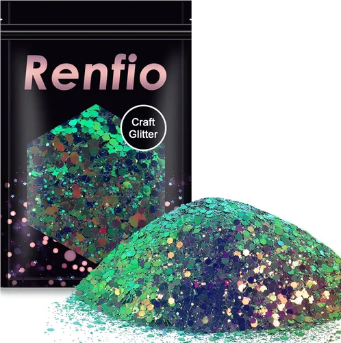 Vista 8 de Renfio Chameleon Purpurina Gruesa con Brillo, Juego de Purpurina de Resina de 16 Colores que Cambian de Color, Cada uno 10g/0.35oz, Copos