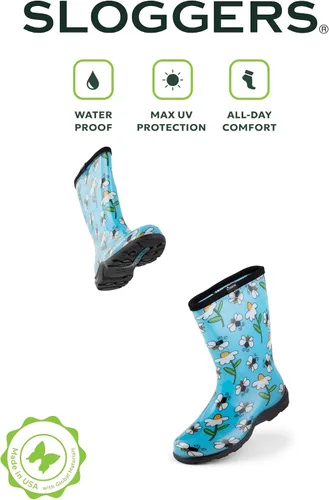 Vista 8 de Sloggers Waterproof Garden Rain Boots for Women - Cute MidCalf Boots Negro