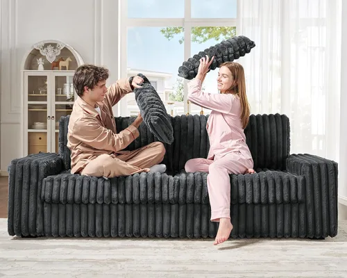 Vista 7 de VanAcc Sofá de gran tamaño de 88 pulgadas, sofá moderno con almohadas lumbares y reposabrazos, sofá de 3 plazas, sofás de nube para sala de estar