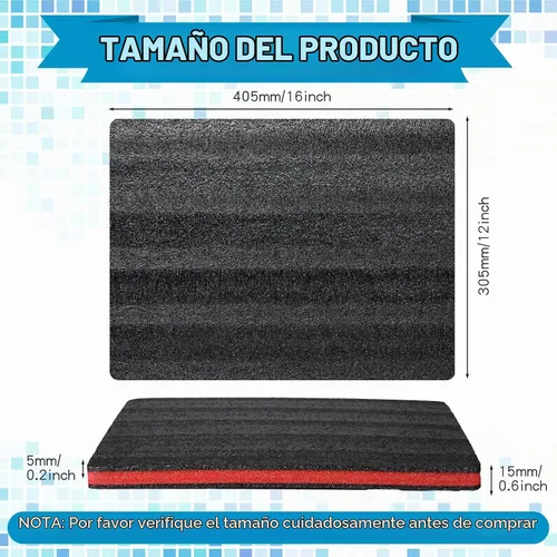 Vista 2 de Outus 4 Piezas Almohadillas de Espuma de Poliuretano Cortables Espuma para Manualidades Inserto para Estuches Relleno de Embalaje Cámara Caja de Rojo