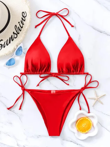 Vista 72 de Rajputana Conjunto de bikini para mujer, traje de baño brasileño de dos piezas con tanga