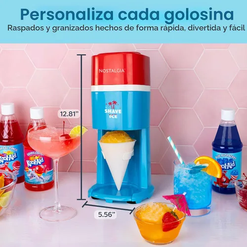 Vista 2 de Nostalgia Máquina de afeitar de hielo y cono de nieve, afeitadora de hielo multiusos para golosinas congeladas, granizados, conos de nieve y más