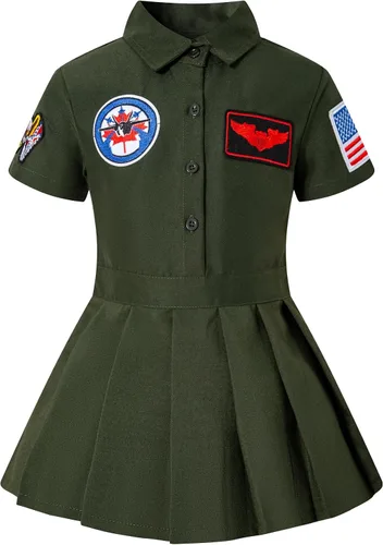 Vista 2 de Conjunto de uniforme de piloto de vuelo para niñas, disfraz de policía, disfraz de Halloween