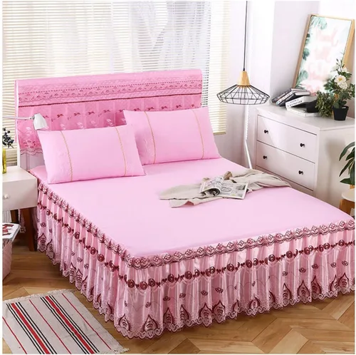 Vista 19 de OTBK Falda de cama individual blanca con volantes y borlas, estilo bohemio, falda de cama con encaje, volantes, floral, Shabby Chic juegos de ropa