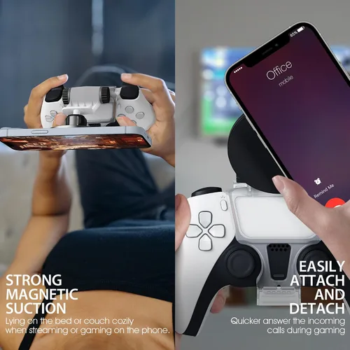 Vista 3 de Clip de montaje de teléfono para controlador magnético compatible con controlador PS5 Dualsense, accesorios de soporte ajustable Mag-Safe