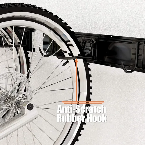 Vista 3 de Dirza Estante de almacenamiento de bicicleta de 68 pulgadas con protectores de pared para neumáticos de bicicleta, soporte de pared para 6