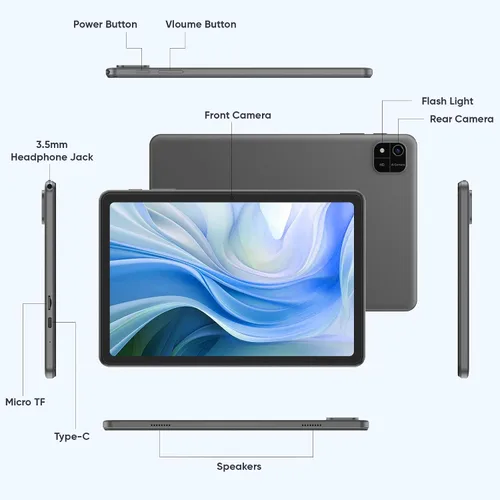 Vista 9 de EDDBNi Tablet Android 15 de 10.1 pulgadas Tablet 2025 últimas Tablets con Teclado Ratón 24GB+64GB 2TB de expansión 6000mAh procesador Octa-Core Negro