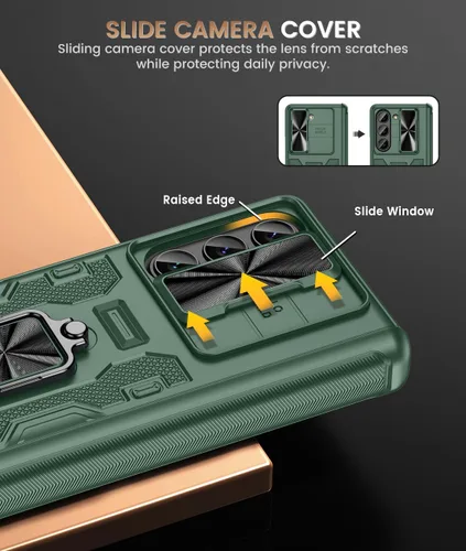 Vista 3 de Caka Funda para Galaxy Z Fold 5 (2023), [Clip resistente para cinturón] Funda con protector de pantalla integrado y soporte magnético y cubierta