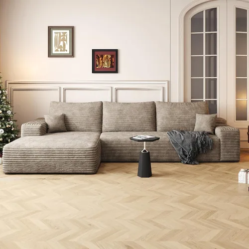 Vista 13 de AUGOP Sofá modular moderno de 96 pulgadas para sala de estar, sofá modular con sofás en forma de L, sofá tapizado sin hueso, sofá seccional con Negro