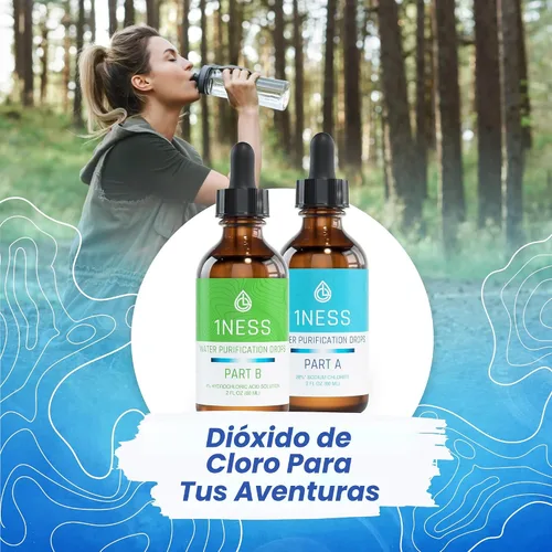 Vista 2 de 1ness Kit de dióxido de cloro - Set de ácido clorhídrico al 4% (HCl): solución de sodio al 28% (botella A de 2 oz + botella de 2 oz B)