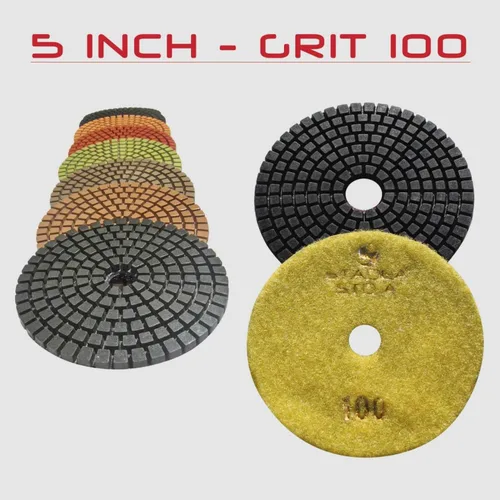 Vista 3 de Juego de discos pulidores de 5 pulgadas y diamante húmedo de grado prémium para pulir concreto