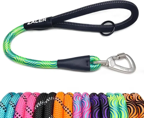 Vista 16 de ZALER Correa corta para perro, correa de tráfico de cuerda de 18 pulgadas para perros, correa reflectante con junta tórica, correa resistente